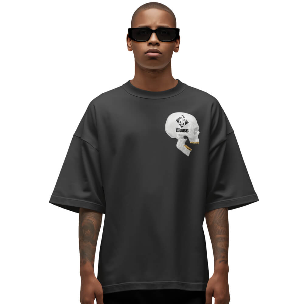 OVERSIZED GOLD TEETH SKULL T-SHIRT - FRONT