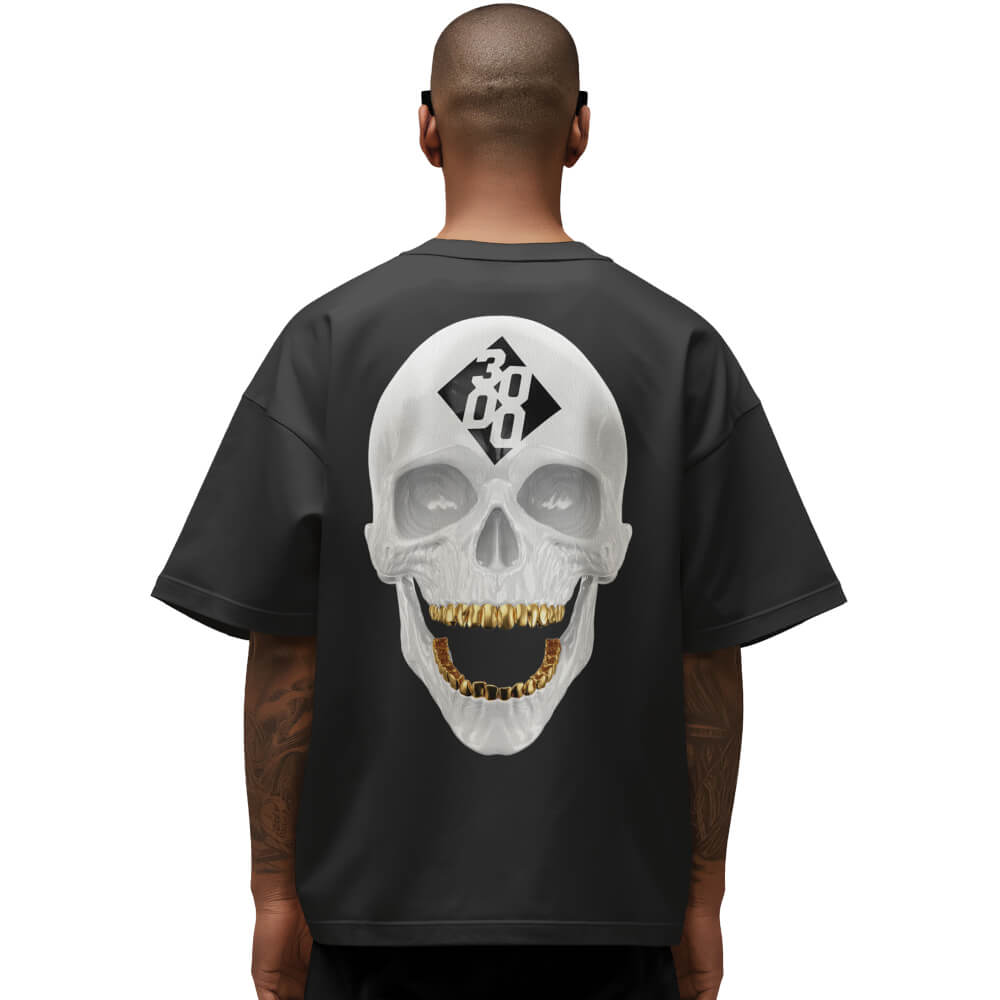 OVERSIZED GOLD TEETH SKULL T-SHIRT - BACK