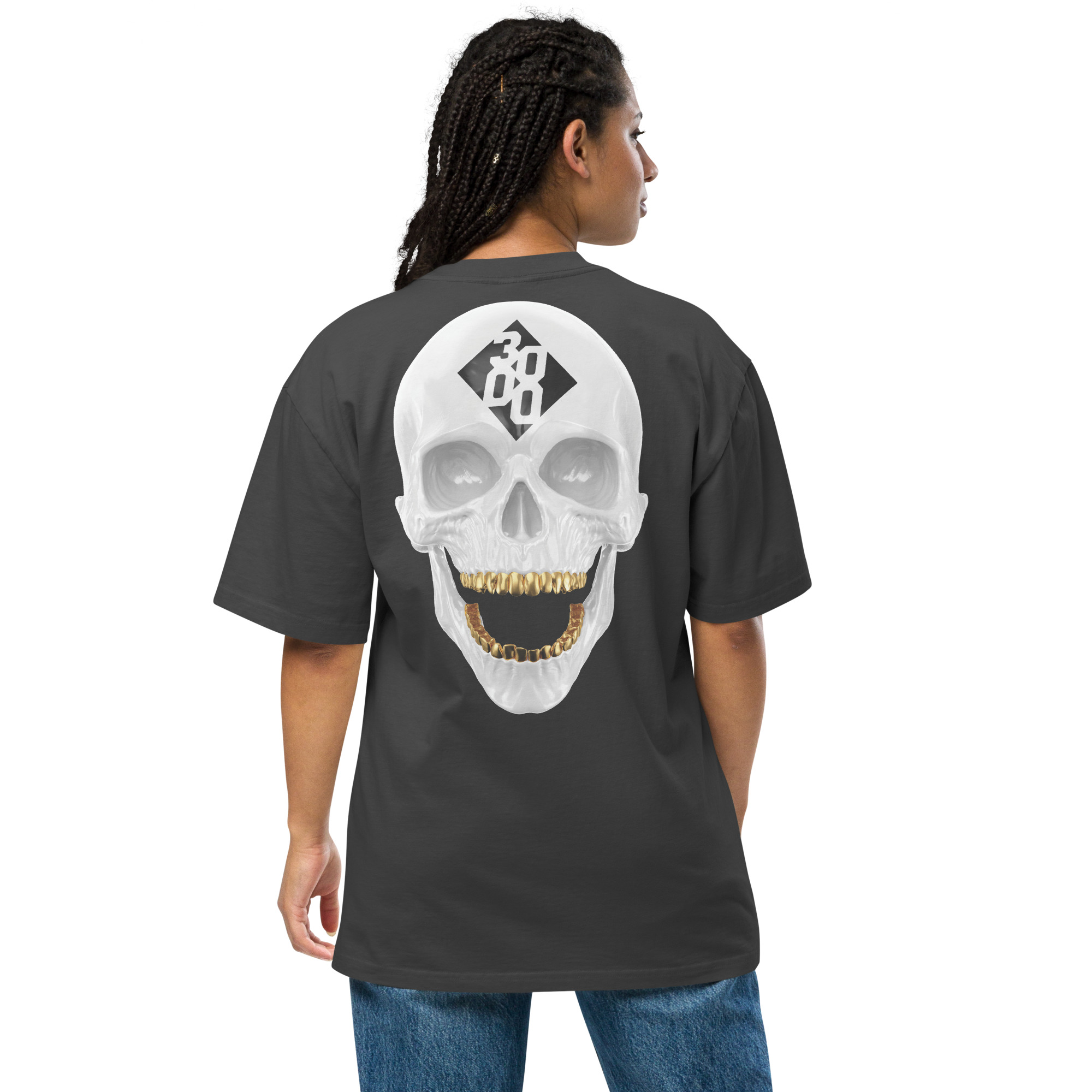 OVERSIZED GOLD TEETH SKULL T-SHIRT - BACK